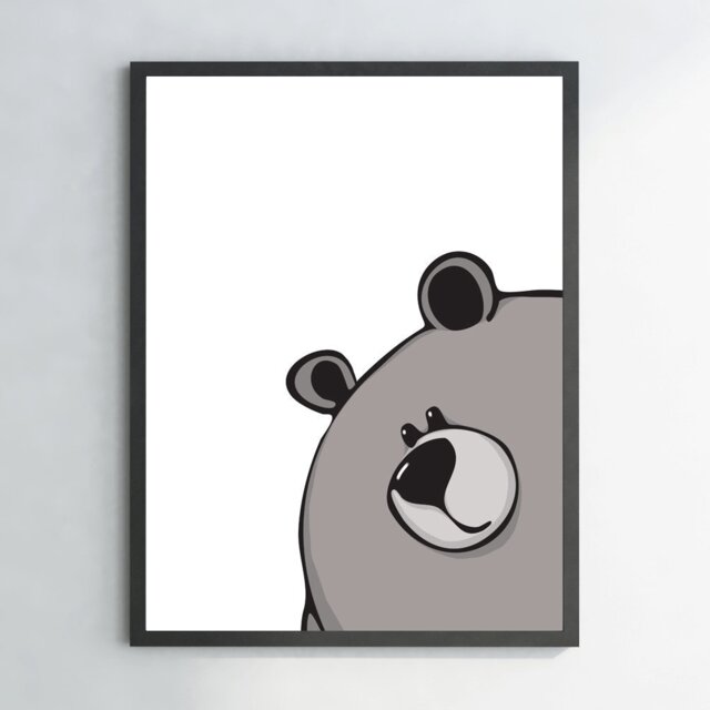 Bear Nursery Poster Wall Printable Woodland Cartoon Animal Kids Decor