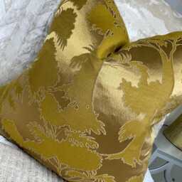Scatter Gold Cushion Cover, Pillow Cover Unique Tree Applique Design - Komako John Lewis Fabric Double Sided Modern Home - thumbnail 3