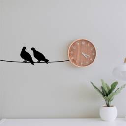 Love Birds On A Wire Vinyl Wall Art, Decal, Sticker, Transfer, Mural, Decor, Rent Friendly, Interior, Exterior, Full Removable, - 0073