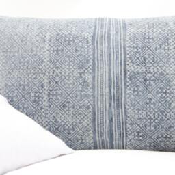 Vintage Hmong Pillow Hand Woven Hemp, Indigo Batik Textile - 12x20 - thumbnail 2