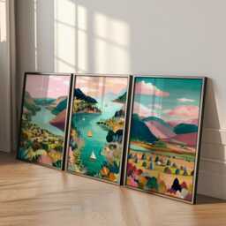 Set Of 3 Lake District Posters, UK Landscape Wall Art, Nature Print Set, Mountain Decor, Modern Travel Artwork, British Countryside Style - thumbnail 3