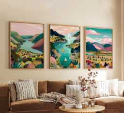 Set Of 3 Lake District Posters, UK Landscape Wall Art, Nature Print Set, Mountain Decor, Modern Travel Artwork, British Countryside Style - thumbnail 1