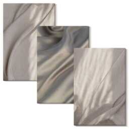 Canvas Art Set Of 3 - Close-Up Natural Fabric Structures in Boho Style, Beige Wall Art, Textures Hanging Piece - thumbnail 2
