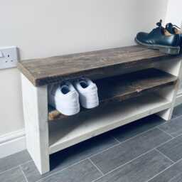 Rustic Reclaimed Wood Shoe Bench -Farmhouse Hallway Storage - thumbnail 2