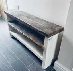 Rustic Reclaimed Wood Shoe Bench -Farmhouse Hallway Storage - thumbnail 1