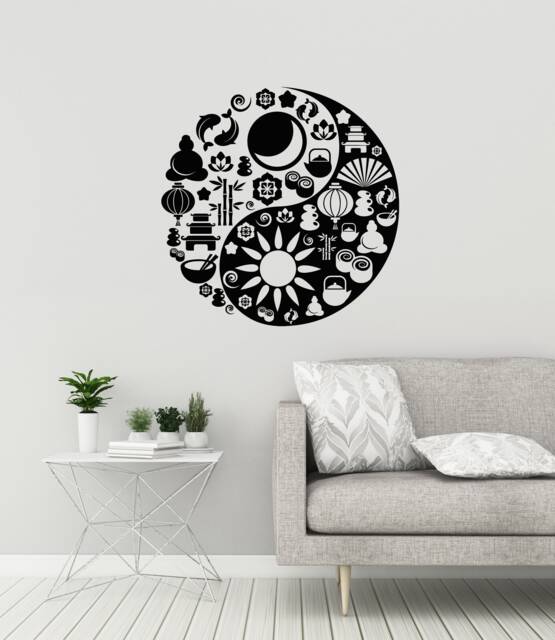Yin Yang Vinyl Wall Decal Zen Decor For Meditation Rooms, Yoga Studios, Or Wellness Spaces, Buddhism Stickers Mural - #2975Di - image 1