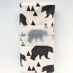 Organic Baby Blanket Geometric Bear Print Swaddle - thumbnail 3