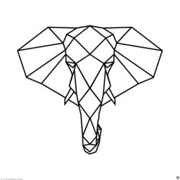Geometric Elephant Head Wall Decal Polygonal Animal Art