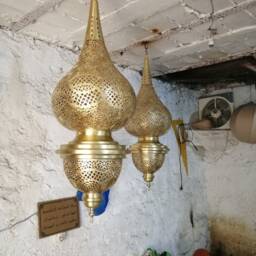 Antique Moroccan Brass Ceiling Pendant Light - Handmade Decor Lighting - thumbnail 2