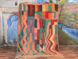 Moroccan Multi-Colors Rug, Beni Ourain Orange Wool Berber Custom Handmade Rug - thumbnail 1