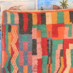 Moroccan Multi-Colors Rug, Beni Ourain Orange Wool Berber Custom Handmade Rug - thumbnail 2