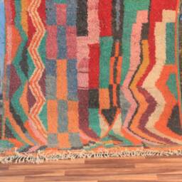 Moroccan Multi-Colors Rug, Beni Ourain Orange Wool Berber Custom Handmade Rug - thumbnail 3