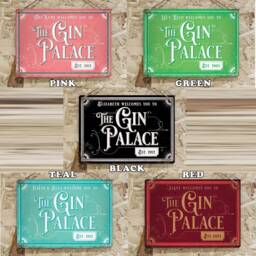 Personalised Gin Palace Metal Sign - Various Colours, Any Name, Vintage Worn Rusty Look Print Etablished in Cocktail Party - thumbnail 3