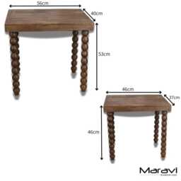Tivani Wooden Side Table Set Of 2 Bobbin Legs - thumbnail 4