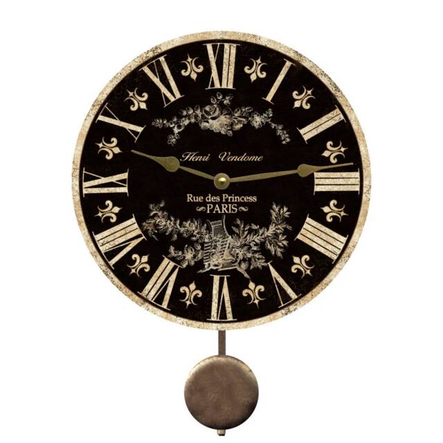 Black Toile Clock With Pendulum - image 1