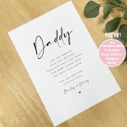 Personalised Daddy You Are Loved Unframed Print From Child Or Children Dad Birthday Gift, Fathers Day Poem Print, Stronger Braver Print - thumbnail 1