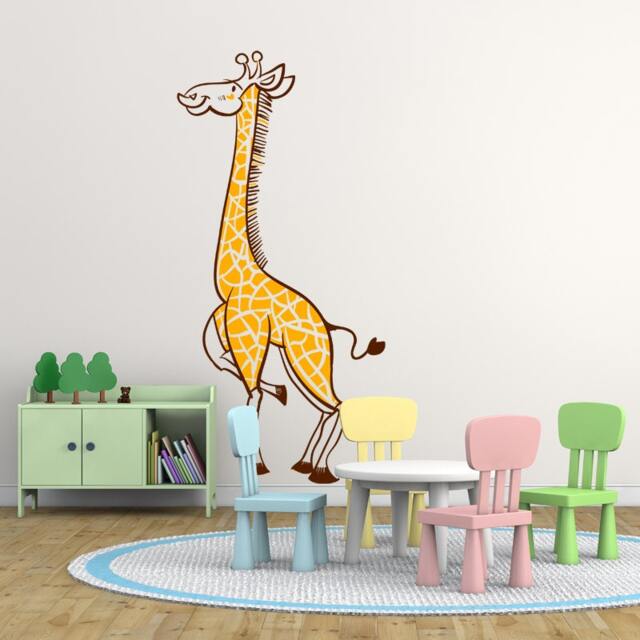 Kids Wall Decal Giraffe, Hand Drawn Sticker, Vinyl Wall Giraffe Children's Room Sticker - image 1