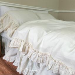 Cream Vintage Ruffle Duvet Cover, Shabby Chic Bedding, Cream Bedding - thumbnail 2