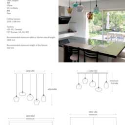 Hand Blown Glass Dining Table Chandelier, 5 Light Rectangular Kitchen Island Multi Pendant Lighting - thumbnail 4