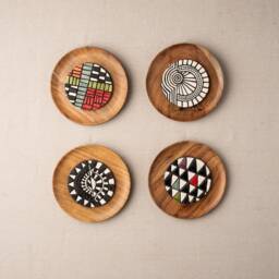 Gallery Wall Set Of 4 - Boho Decor Handmade Ceramic & Mosaic Tile Art Made To Order Deep Framed