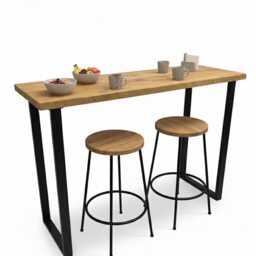 Industrial Rustic Breakfast Bar Table - Reclaimed Scaffold Board Kitchen Counter Custom Bespoke Metal Legs U-Frame - thumbnail 3