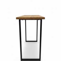 Industrial Rustic Breakfast Bar Table - Reclaimed Scaffold Board Kitchen Counter Custom Bespoke Metal Legs U-Frame, Hairpin, Adjustable - thumbnail 3