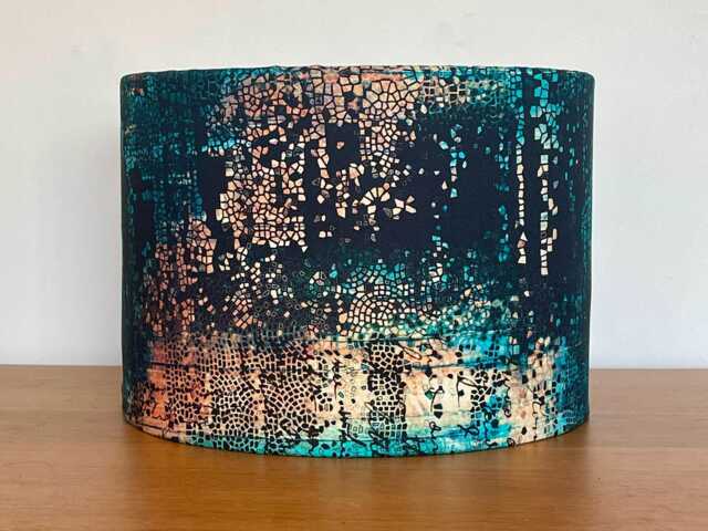 Turquoise Blue Abstract Mosaic Lampshade For Ceiling Pendants Or Standard Table & Floor Lamps - image 1