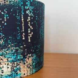 Turquoise Blue Abstract Mosaic Lampshade For Ceiling Pendants Or Standard Table & Floor Lamps - thumbnail 2