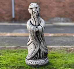 Realistic Chinese Man Figurine Concrete Sculpture Stone Wise Emperor Statue Outdoor Tradition Ornament Lawn Decoration Asian Art Gift - thumbnail 1