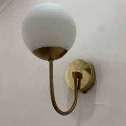 Mid-Century Modern Brass Globe Wall Sconce Light, Frosted Glass Vanity Lamp Mcm With Ball - thumbnail 2