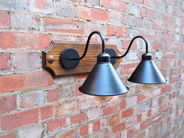 Industrial Lights Vintage English Style Wall Sconce Lighting 2 Metal Shade Lamp - image 1