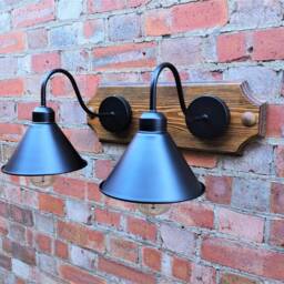 Industrial Lights Vintage English Style Wall Sconce Lighting 2 Metal Shade Lamp - thumbnail 2