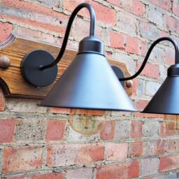 Industrial Lights Vintage English Style Wall Sconce Lighting 2 Metal Shade Lamp - thumbnail 4