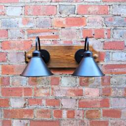 Industrial Lights Vintage English Style Wall Sconce Lighting 2 Metal Shade Lamp - thumbnail 3