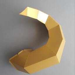 Ram, Sheep, Goat, Horns, Gold, Gift, Papercraft, Home Decoration, Paper Animals, Kit, Polygonal, 3D Wall Decor, Trophy - thumbnail 4