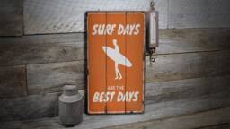 Surfing Day Decor Sign, Surfer Dude Signs, Surf Lovers, Lifestyle, Ocean Decor, Wooden Sign Wall - Old - thumbnail 1