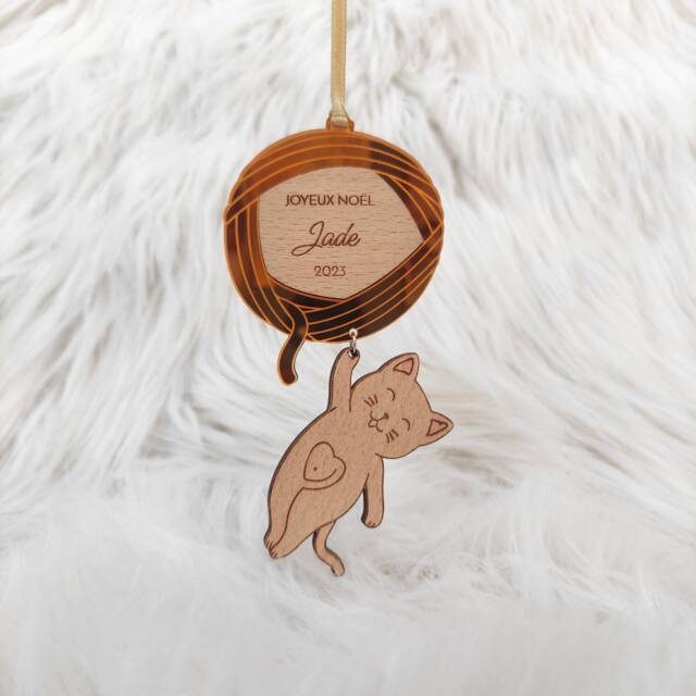 Personalized Christmas Bauble Featuring A Kitten Playing With Ball Of Yarn - My First - Baby, Children, Family - image 1