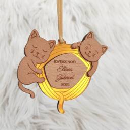 Personalized Christmas Bauble Featuring A Kitten Playing With Ball Of Yarn - My First - Baby, Children, Family - thumbnail 3