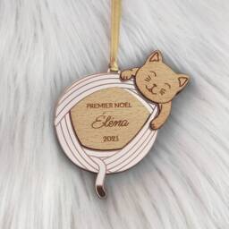 Personalized Christmas Bauble Featuring A Kitten Playing With Ball Of Yarn - My First - Baby, Children, Family - thumbnail 4