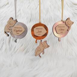 Personalized Christmas Bauble Featuring A Kitten Playing With Ball Of Yarn - My First - Baby, Children, Family - thumbnail 2