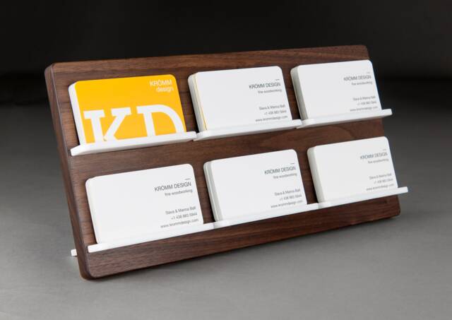 Walnut Wood Business Card Holder - Modern Office Display - image 1