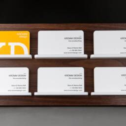 Walnut Wood Business Card Holder - Modern Office Display - thumbnail 2