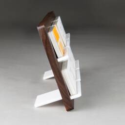 Walnut Wood Business Card Holder - Modern Office Display - thumbnail 3