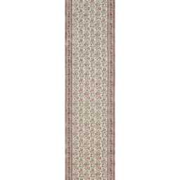 Hand Block Printed Cotton Runner Red Floral Kilim, Boho Hallway Rug - thumbnail 2