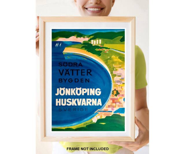 Reprint Of The Vintage Swedish/Norwegian Travel Poster - Jonkoping Huskvarna - image 1