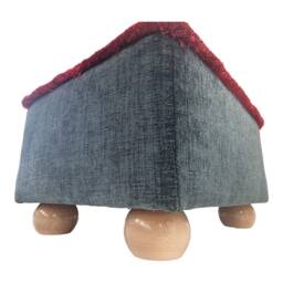William Morris Tapestry Footstool Teal Base, Natural Wood Feet - thumbnail 2