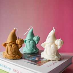 Halloween Gnome Candle With Pumpkin Vegan Soy Wax Autumn Decor - thumbnail 3