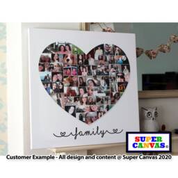 Family Heart Photo Shape Collage Wall Art Framed Canvas Print Unique Wife Husband Mum Dad Friend Birthday Mothers Day Gift - thumbnail 1