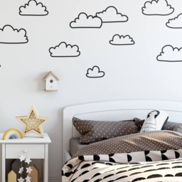 Sketched Cloud Wall Decals - Hand Drawn Decals, Nursery Vinyl Kids Bedroom Cute Stickers - thumbnail 3