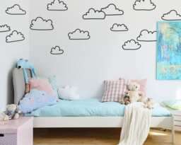 Sketched Cloud Wall Decals - Hand Drawn Decals, Nursery Vinyl Kids Bedroom Cute Stickers - thumbnail 1